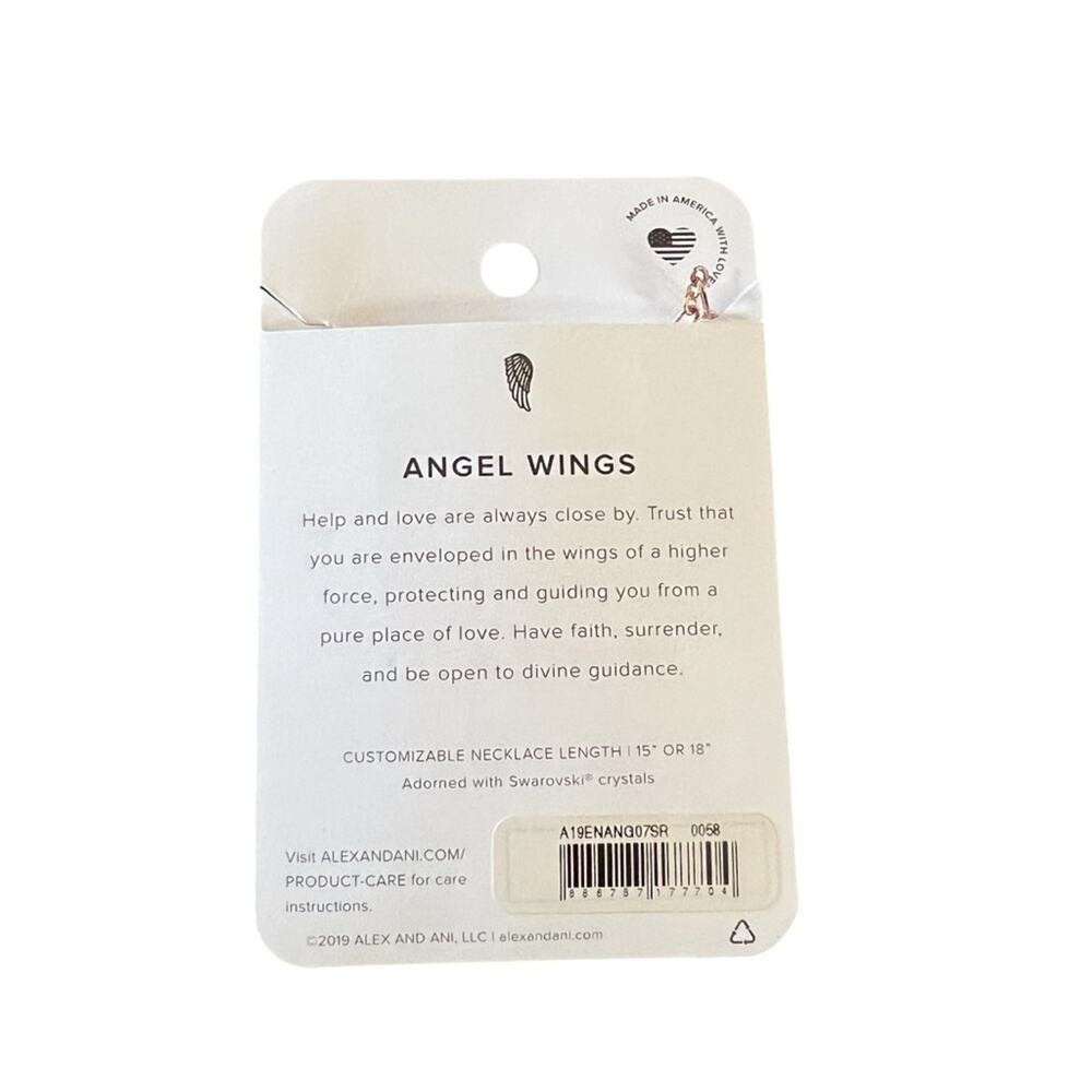 Alex + Ani Angel Wing + Pearl Delicate Necklace Rose Gold Finish 18" NEW - Picture 4 of 5